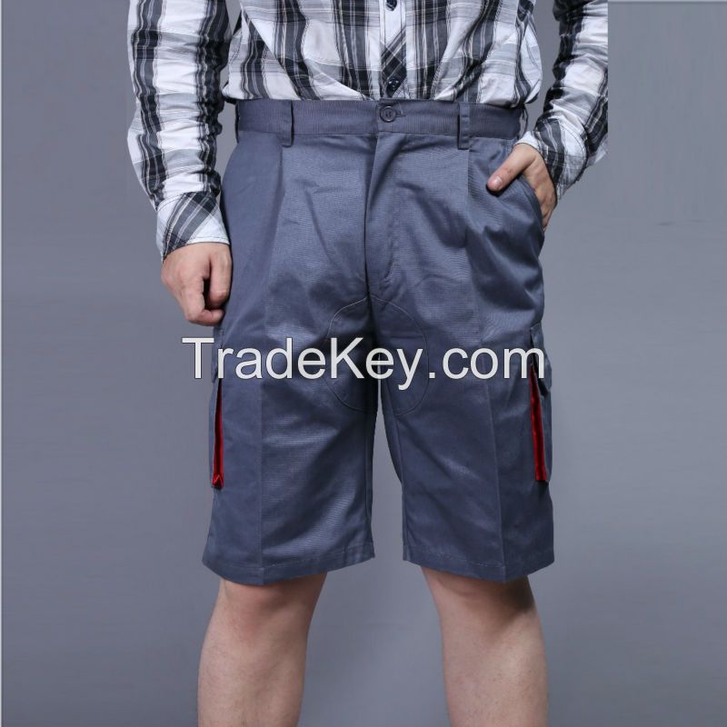 65%polyester35% cotton blue cargo shorts with brass zipper work Short pants