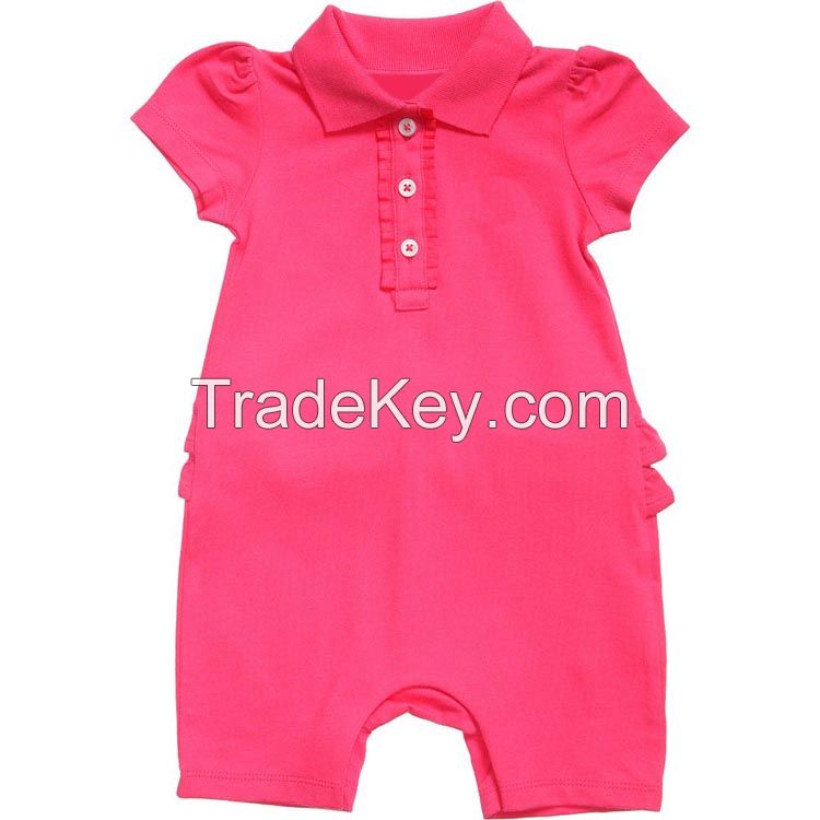 bulk sale cotton bubble sleeve and ruffle on the back blank baby rompers for cute baby girl polo romper clothes