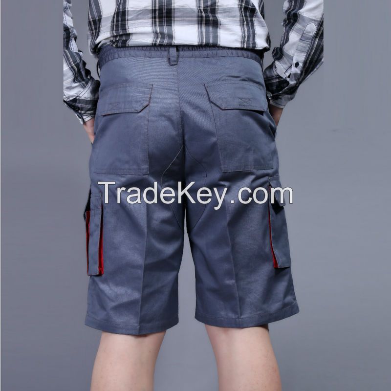 65%polyester35% cotton blue cargo shorts with brass zipper work Short pants