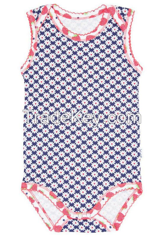 OEM lovely little girls sleeveless cotton romper printed allover floral summer baby romper