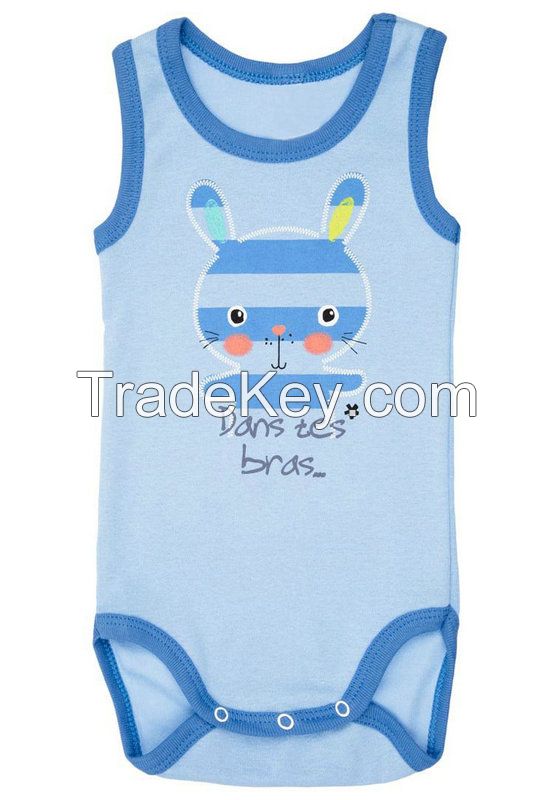 wholesale 100%cotton sleeveless cute baby cheap rompers with printing