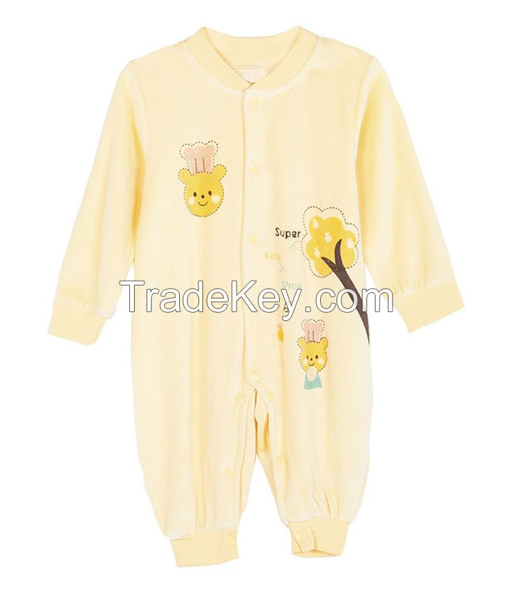 long sleeve long leg lovely cotton print baby romper wholesale baby sleep suit