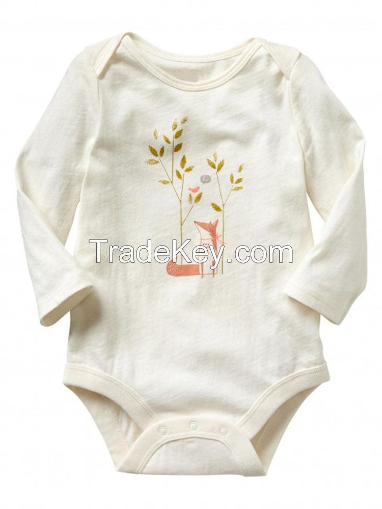 china factory wholesale high quality long sleeve printing cotton baby romper with evenlope collar