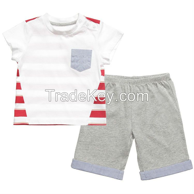 wholesale custom baby boys striped baby summer clothing sets