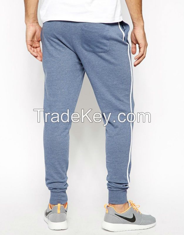 latest design fleece fabric sweat pants for men with side stripe