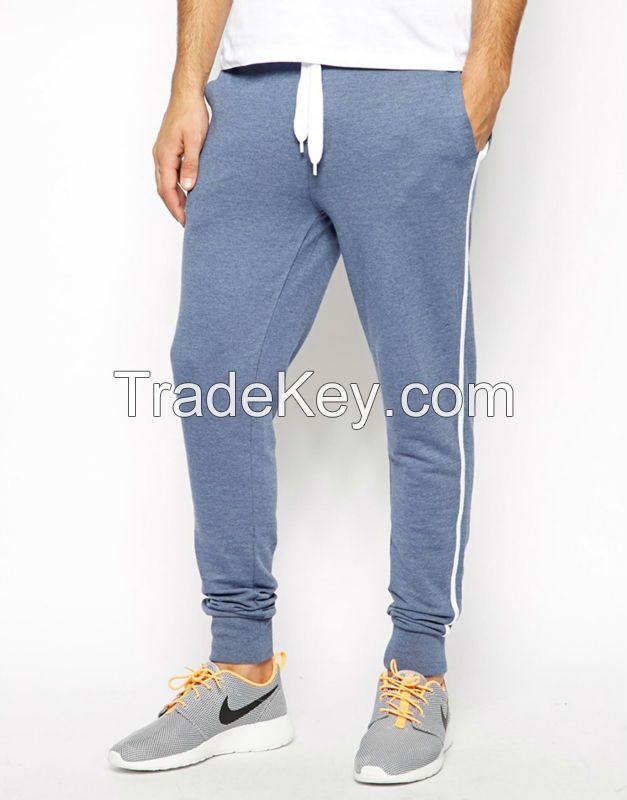 latest design fleece fabric sweat pants for men with side stripe