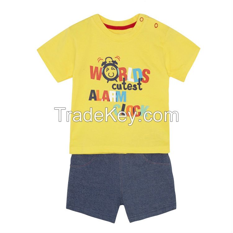 top sale stylish baby clothes baby clothing sets with printed t shirt and shorts