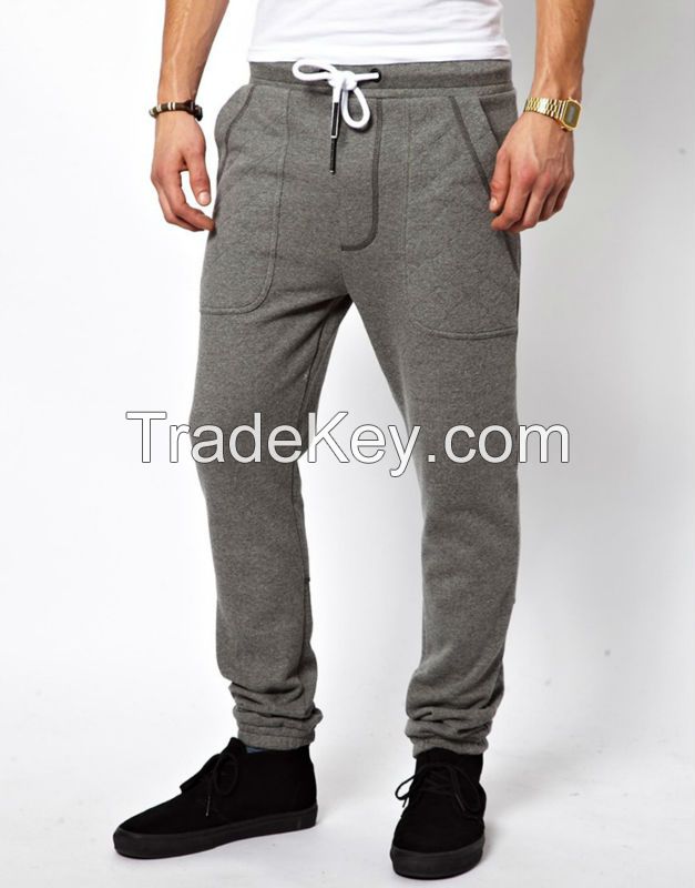 men latest design cotton fleece elastic waist casual sport pants