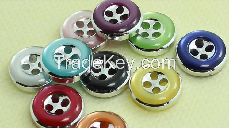 custom Anti-metal easy button for promotional,classical 4 holes resin shirt button for man and woman