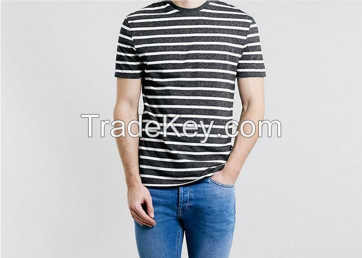 Mens urban clothing Grey And White short sleeve Stripe t shirt maker