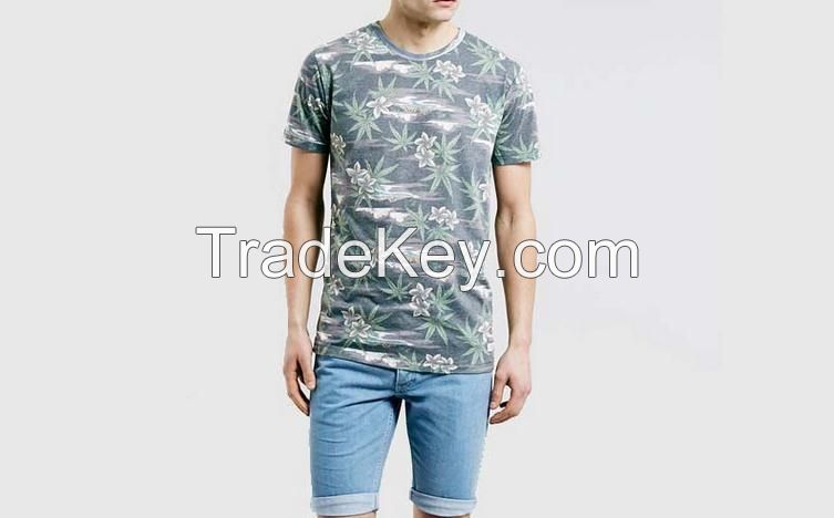 Men clothing popular Globe Washed Black Jungle Fancy Print t shirt design