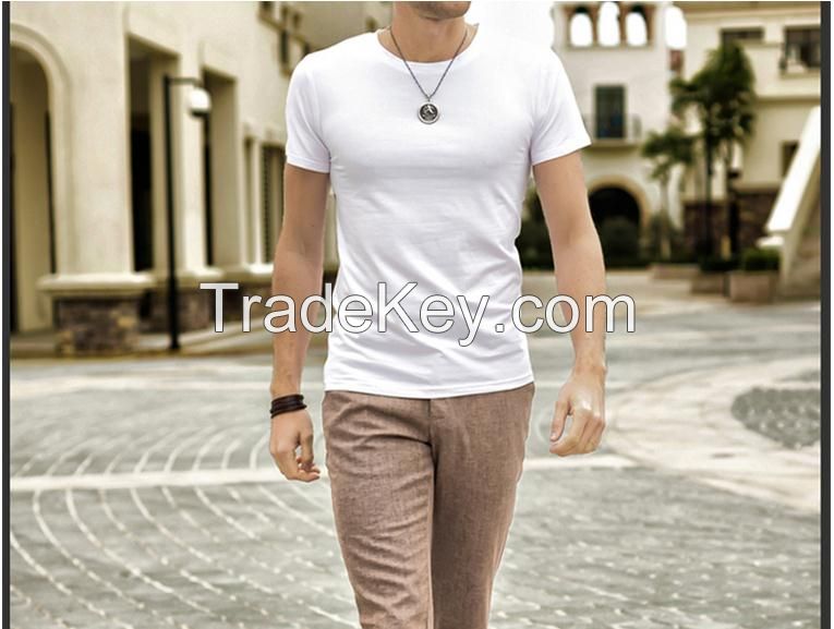 round neck short sleeve slim fit tops solid color short sleeve daily casual men blank t shirt