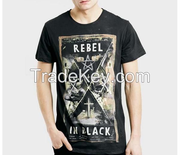 China Clothing short sleeve Religon Black printed t shirts casual male