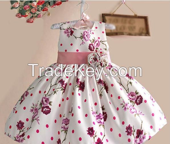 Girls Summer Dress Rose Floral Tribute Silk Kids Dresses for Girls Birthday Party Size 1-6T vestidos infantis 