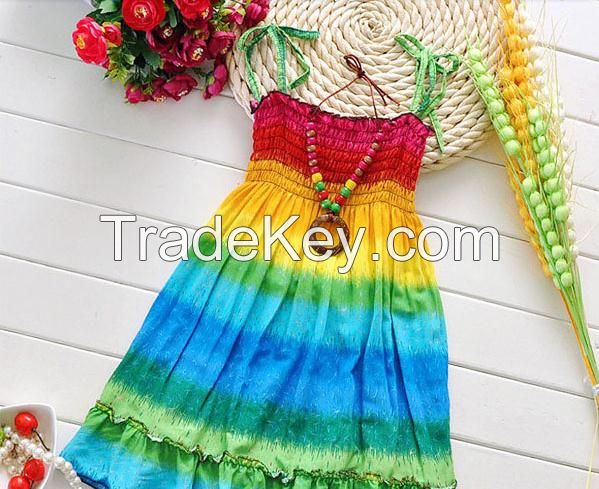 3-12T New Summer 8 Style Girls Dress Fashion Knee-length Beach Dresses For Girls Sleeveless Bohemian Children Dresses 