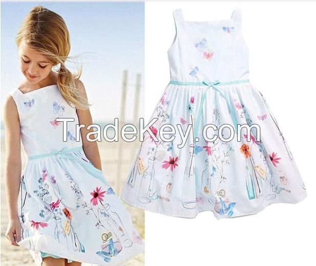 new Hot Baby Kids Girls floral print summer dress costume Fashion casual Princess Gown Dresses children clothes