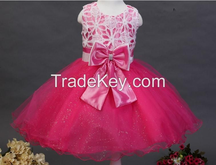 2016 Welding baby girl dress buble baby girl dress short frocks children girl dresses