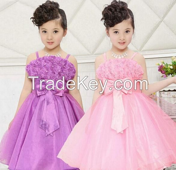 New 2016 baby girl tutu dress children dinner dress kids birthday dresses