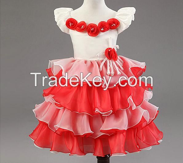 Wholesale children's boutique clothing children party dress with flower girls nice dresses