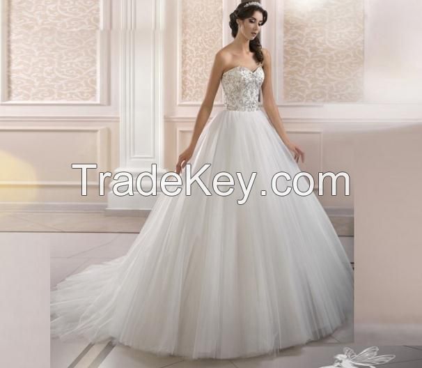 Luxury Beads Tulle A-Line Sweetheart 2016 latest Wedding Dress