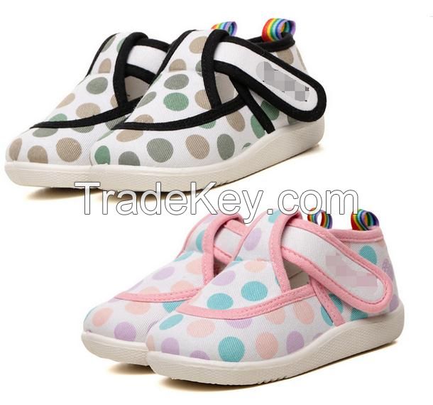  buckle dot canvas children shoes soft rubber toddler shoes