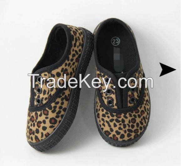 	new style Europe leopard print shoes boys girls baby canvas children's shoes