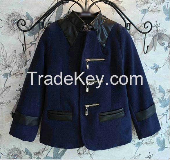  Fashion boys coats top design solid color zipper pocket hot fashion children winter coats