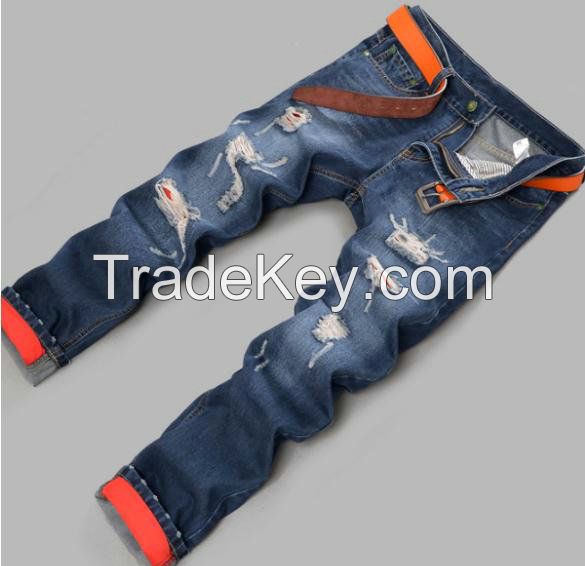 2016 Hot selling men's fashion jeans men's damaged pants ripped jeans