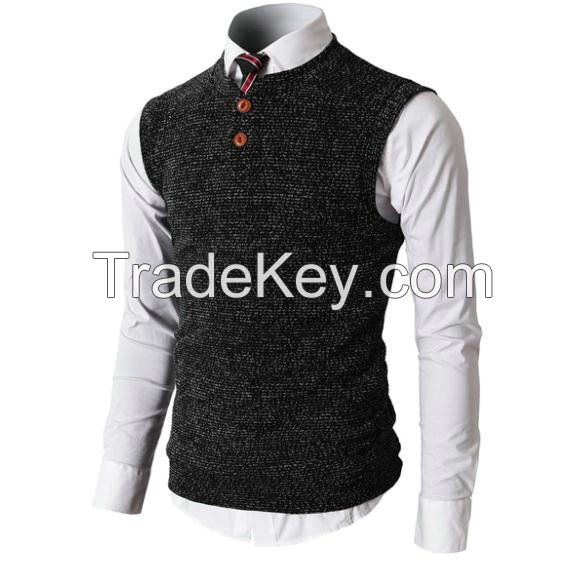  Latest arrived men's solid color sleeveless sweater knit vest wholesale