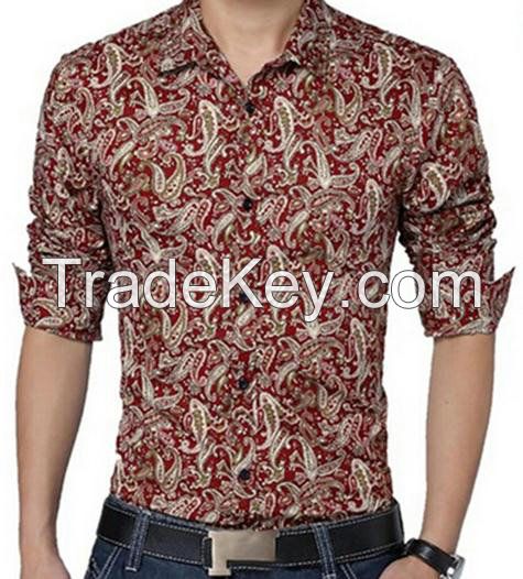 Custom special design paisley floral printed shirt