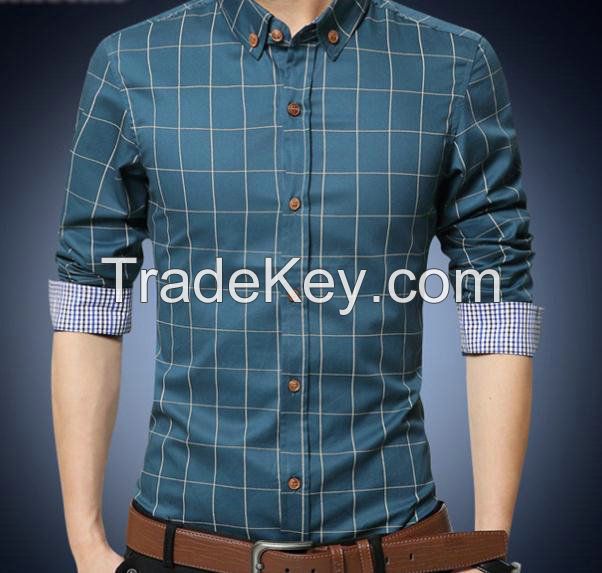 100% cotton long sleeve plaid dress man shirt