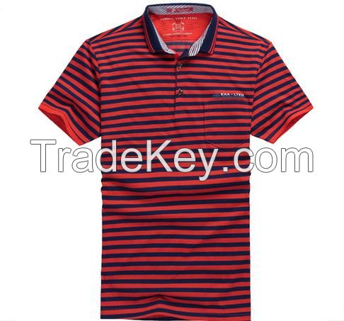 High quality Classic mens 100% cotton yarn dyed engineering stripe polo shirt