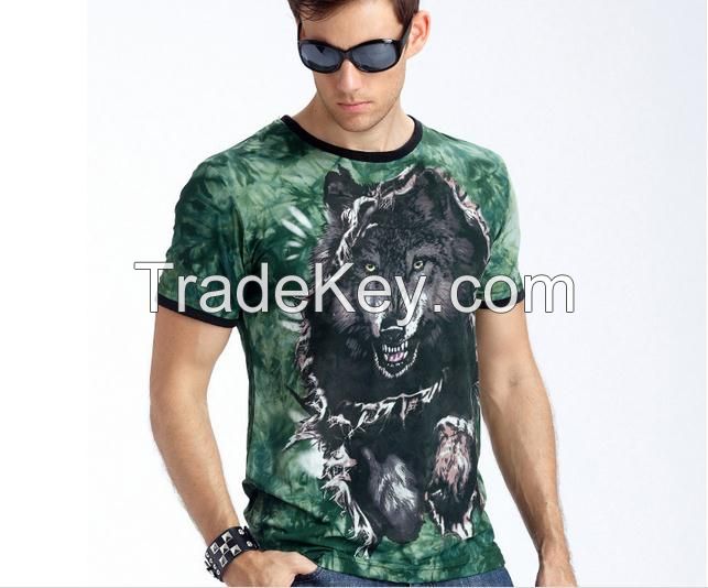 New Design cheep Wholesale Custom  men's t shirt with Fox printed pattern