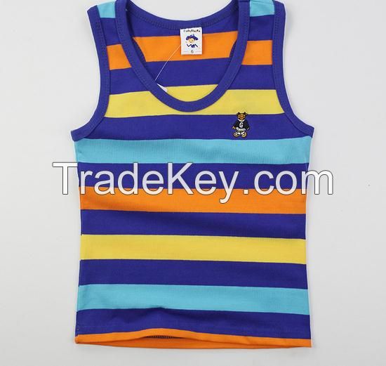 Yarn Dyed fashionable cotton boys tank top for summer clothing 2016