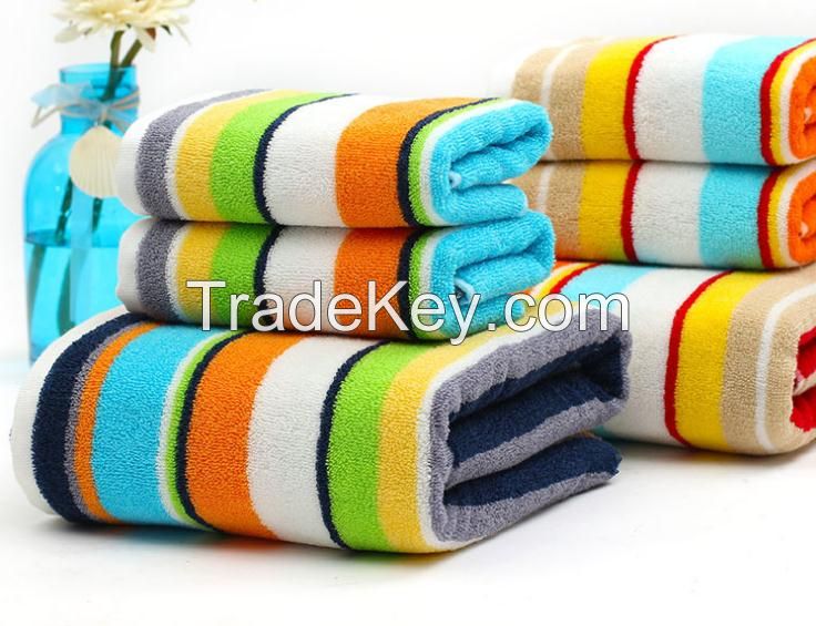 2016 Hot Sale high quality Rainbow Colourful Yarn dyed stripe beach towels for wholesale 70x140