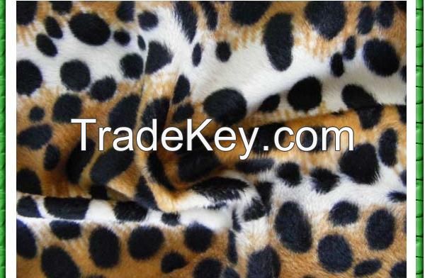 100% polyester velvet animal print fleece fabric