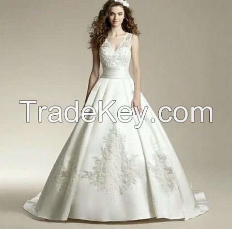 Romantic Appliques Lace Wedding Dresses Vintage Sleeves A Line Bridal Gown Beach Wedding Gowns