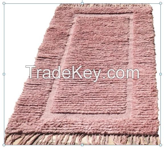 Tapis effillochÃ© en coton  rose parme