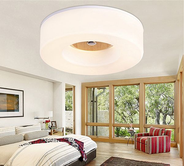 LOFT Round Wood Pendant ABS Ceiling Light Pendant Lamp Hanging Fixture