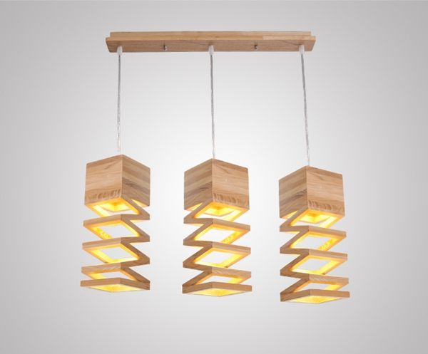 Vintage Suspended wood pendant light pendant lamp