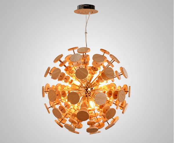 Creative wooden ceiling Light Fixture with ball shape