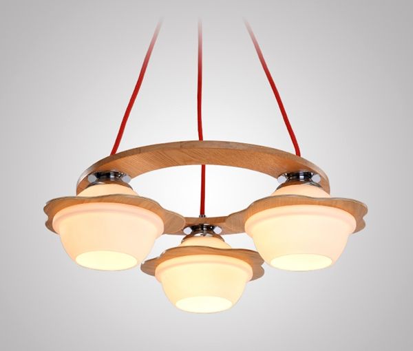 China supplier interior decoration wooden and glass pendent lighting
