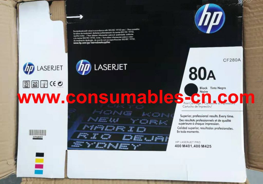 Sell Export HP CF280A/ HP 280A/ HP 80A HP Toner Cartridge in Original Packing for HP LJT Pro 400/ M401d/ 400MFP/ M425dw/ M425dn/ M401n/ M401dn Printers