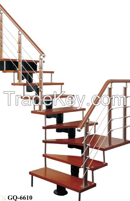 stainless steel & wood stright stair