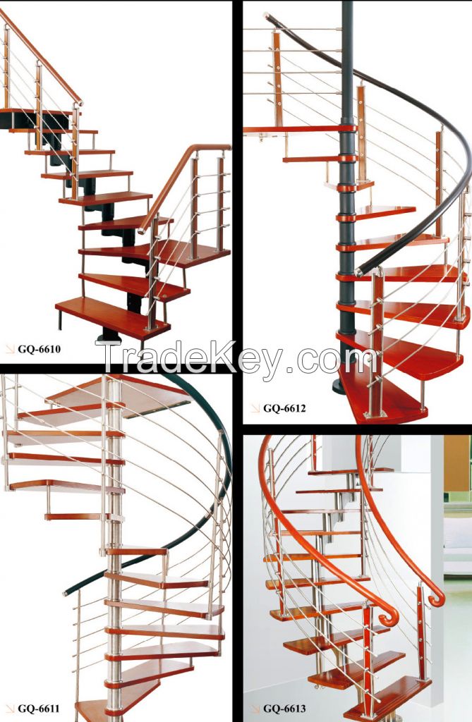 stainless steel & wood stright stair