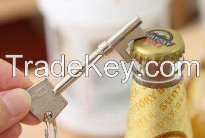 Nieuwe rvs sleutel vormige sleutelhanger flesopener gesp wijn beer soda glas cap bar tool club
