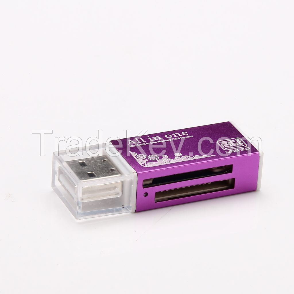 Micro SD Cards Reader USB 2.0 All in One Alluminum Alloy Memory Card Reader for TF M2 MMC SDHC MS Card