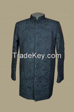 BMJ 108 - Darbari jacket with floral self threadwork embroidery.