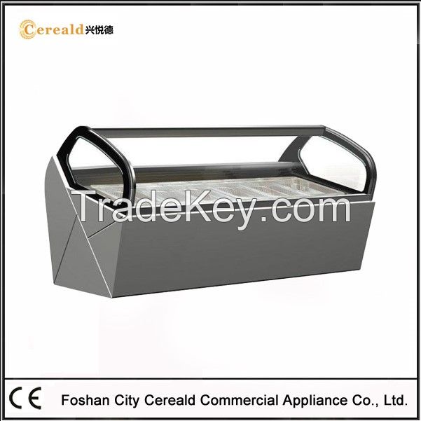 Curved Glass Front Commercial  Ice Cream Freezer for Sale