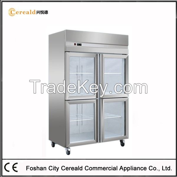 Fan Cooling Glass Door Refrigerator for Sale